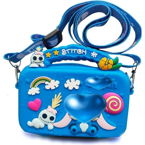 Girls crossbody bag wallet purse with zipper coin pouch adjustable strap blue gi - Picture 1 of 8